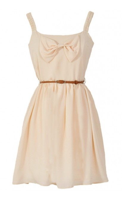 Country Concert Bow Front Dress in Cream